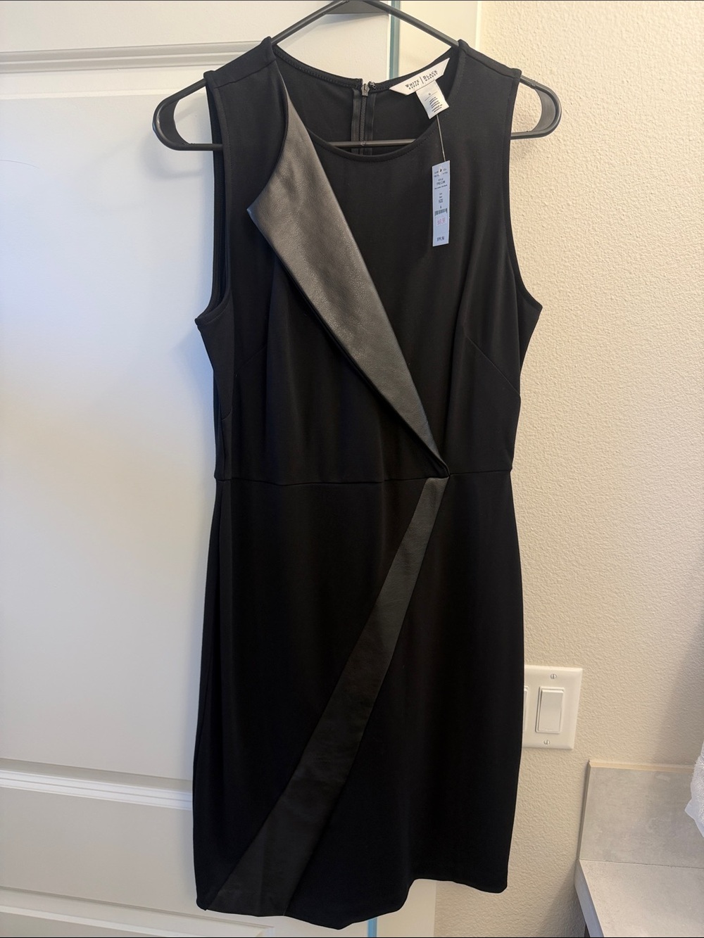 BNWT Sleeveless Dress with Faux-Leather Trim
